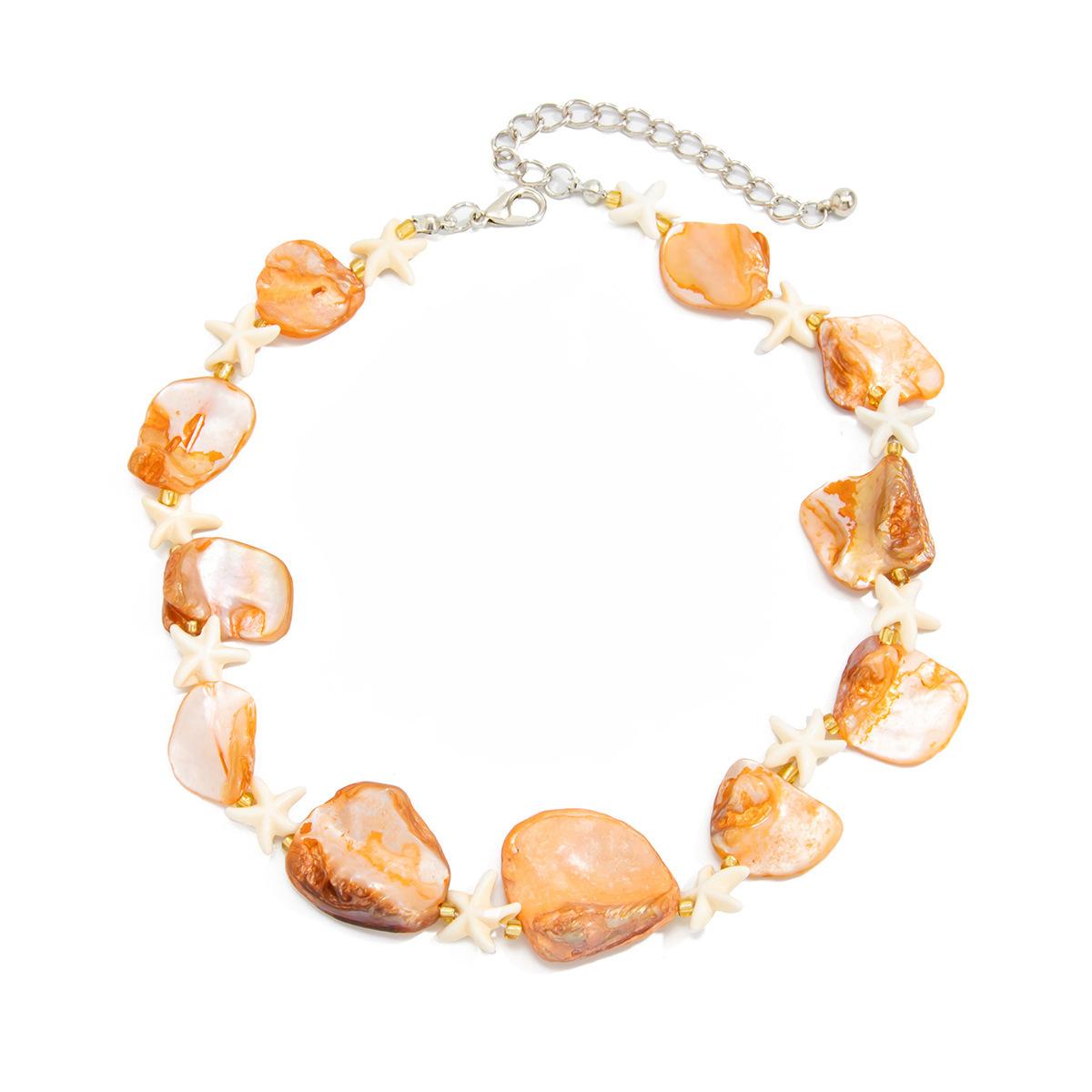 

Bohemia Starfish Shell Necklace Women Creative Colorful Stones Hand Woven Beach Jewelry Accessory