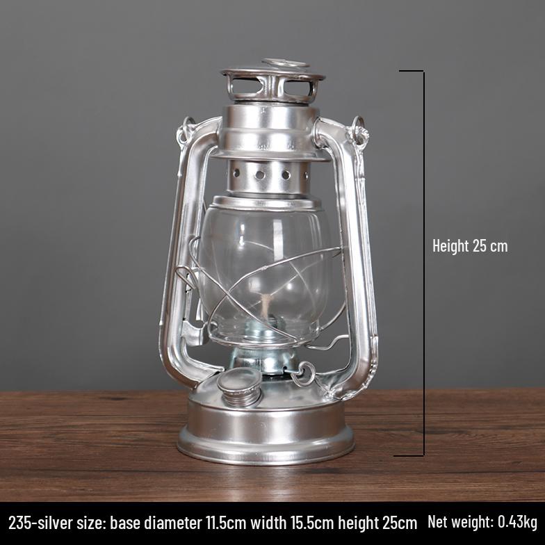Vintage Wrought Iron Kerosene Hurricane Lamp - Nostalgic Camping Decor & Photography Prop