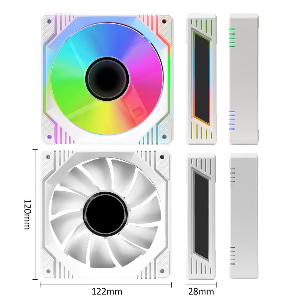 PANO-MOUNTS 120mm PC Fans, ARGB, Motherboard Sync, 5V 3-Pin ARGB4-Pin PWM Compatible, Low Noise, High Performance Cooling System for PC CasesAir