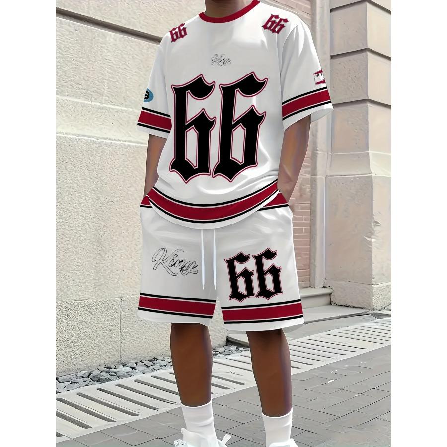 Summer Men's Set Minimalist Athletic Casual Crew Neck T-Shirt Streetwear Breathable Short-Sleeve Top and Shorts Two-Piece Set