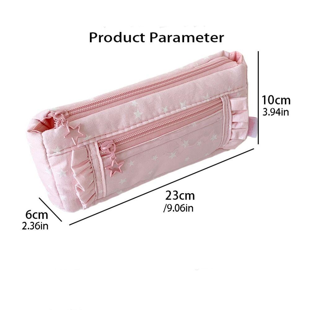 Printed Star Pencil Case Large Capacity Makeup Bag Trendy Pen Organizer School Office Supplies