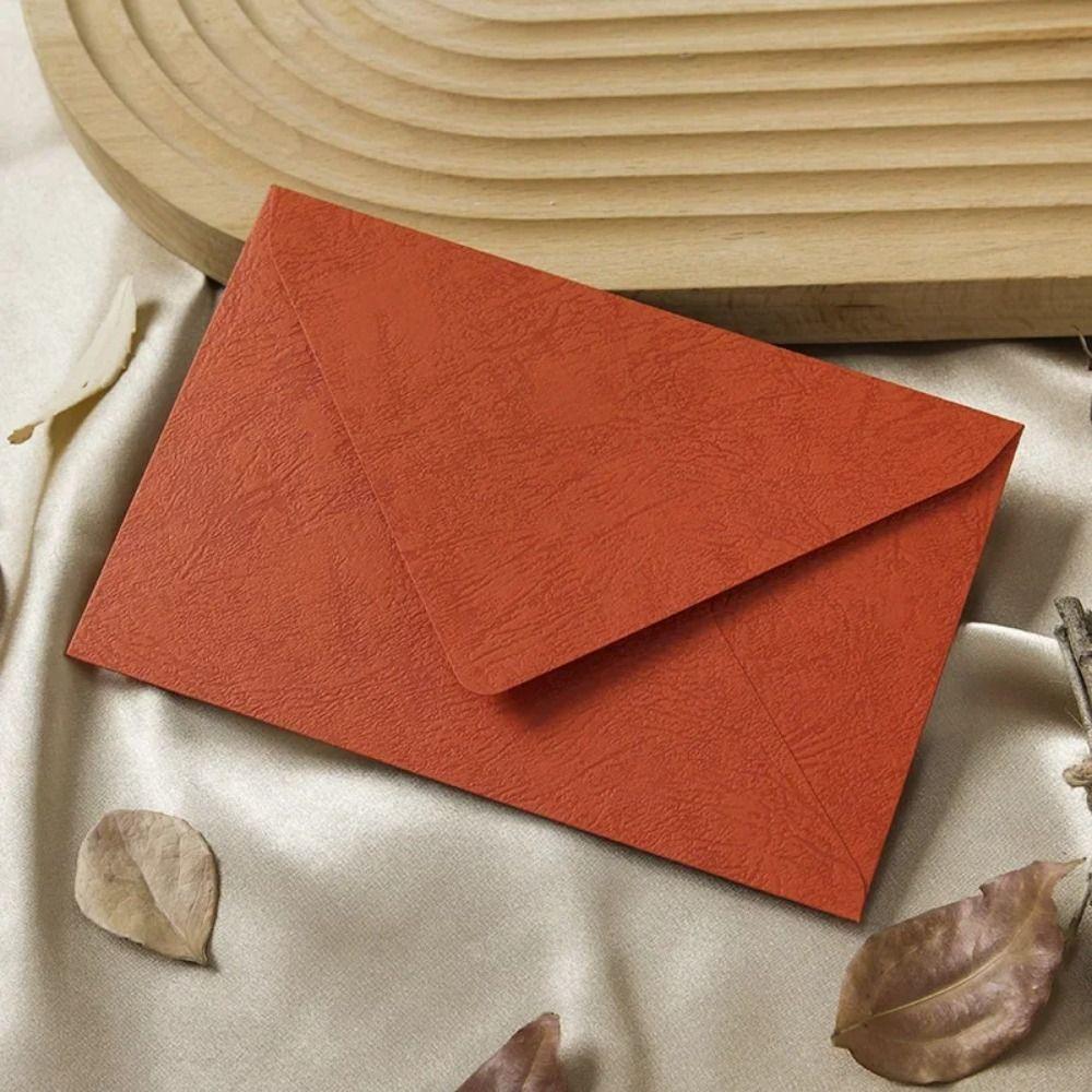 

1set with Paint Prints Envelopes Set Bronzed Seal Retro Greeting Card Paper Postcard orange-5 envelopes