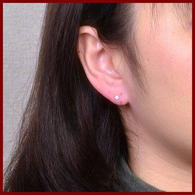 [yokomountain] K10 WG White Gold Natural Opal Earrings, 3mm, 10K Gold, Women's, K10WG Double Locking Back