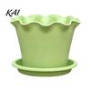 Plant Containers for Flowers Wavy Edge Planter with Saucer, Thickened Flower Pot Simple Style Planting Drainage Holes, Modern Indoor Outdoor