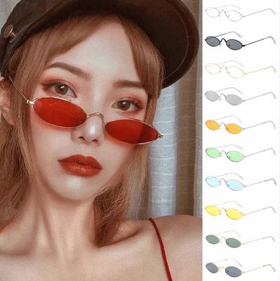 Unisex Small Frame Oval Sunglasses Metal Ocean Sunglasses Trendy Fashion Glasses