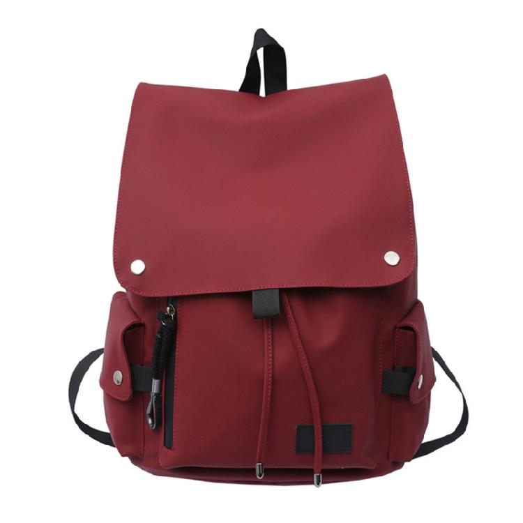 

Універсальний студентський рюкзак зі штучної шкіри, водостійкий, з великим клапаном, на шнурку, міський рюкзак, шкільна сумка для книг для щоденного використання червоний