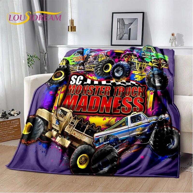 Cartoon Monster Jam 3D Monster Truck Blanket,Soft Throw Blanket for Home Bedroom Bed Sofa Picnic Travel Office Cover Blanket Kid