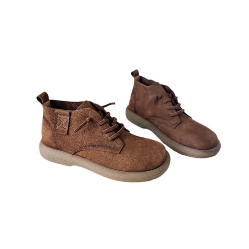 Women's Boots Retro Matte Leather Martin Boots Women's Casual Flat Short Boots Women's Versatile Women's Shoes