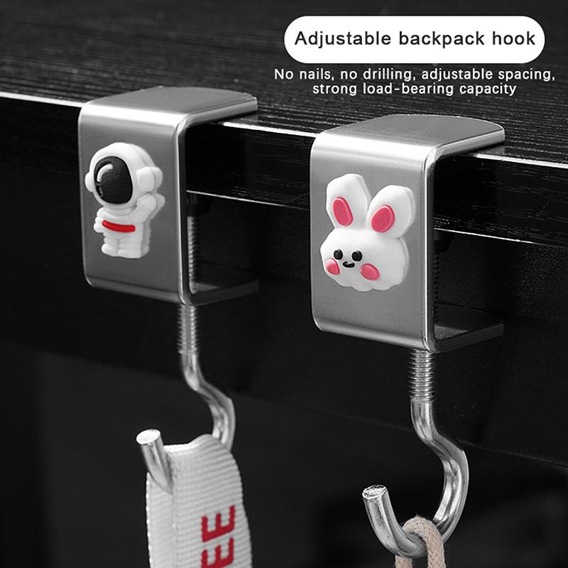 Adjustable Rotatable Removable Table Edge Hooks Metal Desktop Hooks For School Office Student Bag Water Bottle Hanging Hooks