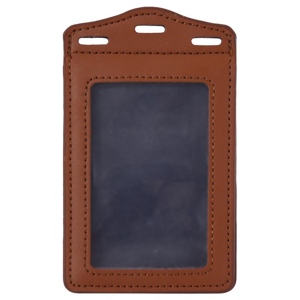 

1Pc PU Leather Trifold Duty ID Card Holder Badge Holder for ID Name Card Business Name Tag Student ID Card коричневый