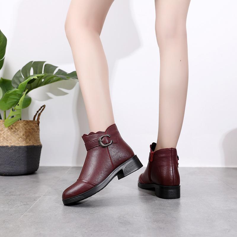 NEW Fashion Soft Leather Women Ankle Boots High Heels Zipper Shoes Warm Fur Winter Boots for Women Plus Size rtg5