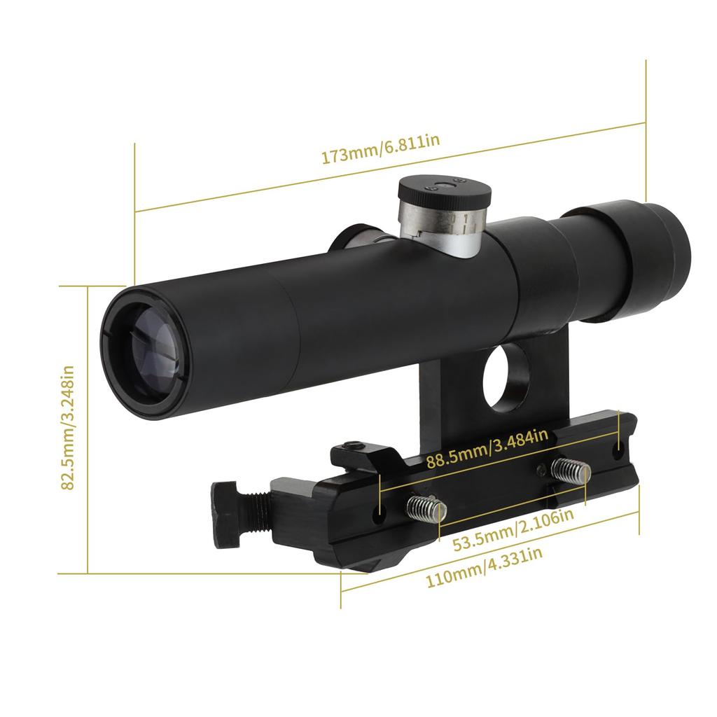 FOCUHUNTER 1300G Impact Tactical Mosin-Nagant 3.5x18 Scope, Resistant, Multi-Coated, 3-Post Reticle, Optics, Sight, Airsoft, Dress-Up