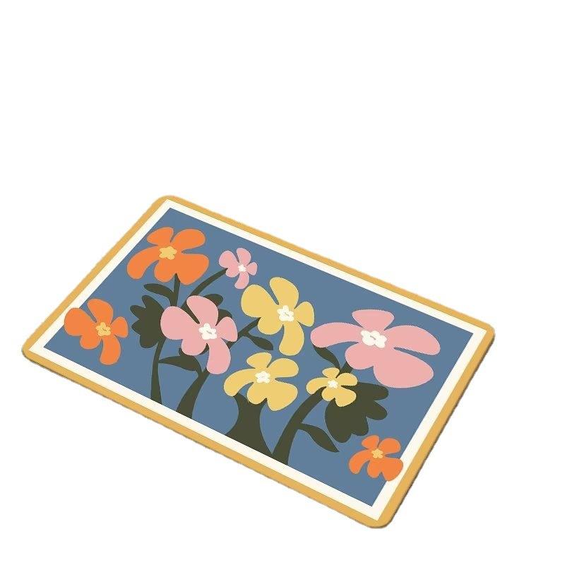 Sweet Flowers Diatom Mud Carpet Moisture-wicking Floor Mat Bathroom Easy To Dry Foot Mat Toilet Can Be Hand-washed Slip-resistant Mat Door Mat
