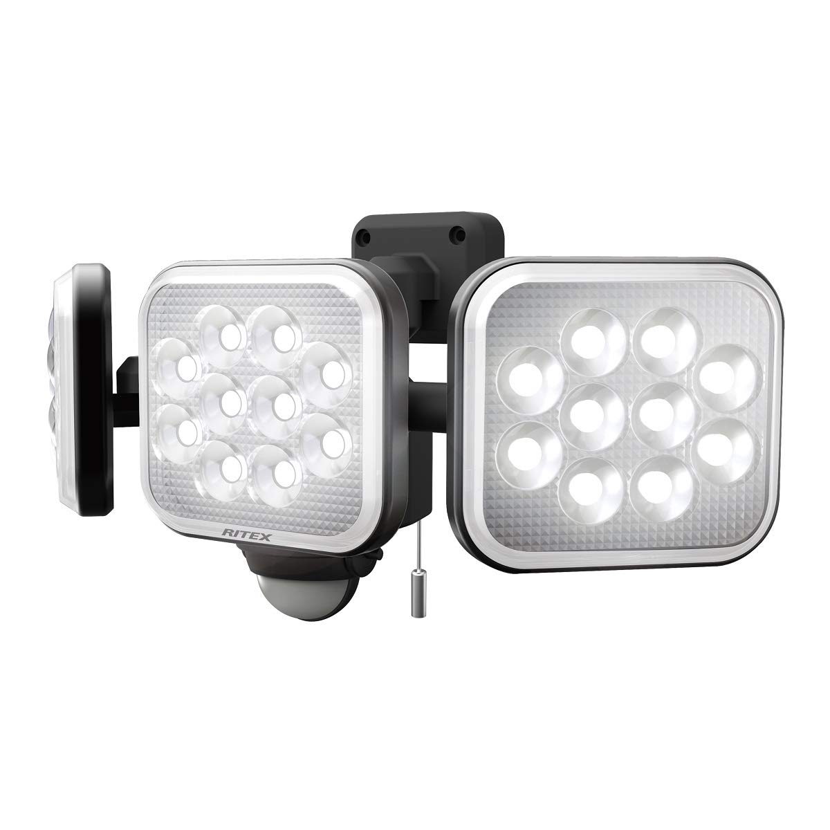 

MUSASHI Sensor Light, Black, Dimensions: 32.2cm W x 15cm D x 13.5cm H, 14W x 3-Light Free-Arm LED Sensor Light, LED-AC3042