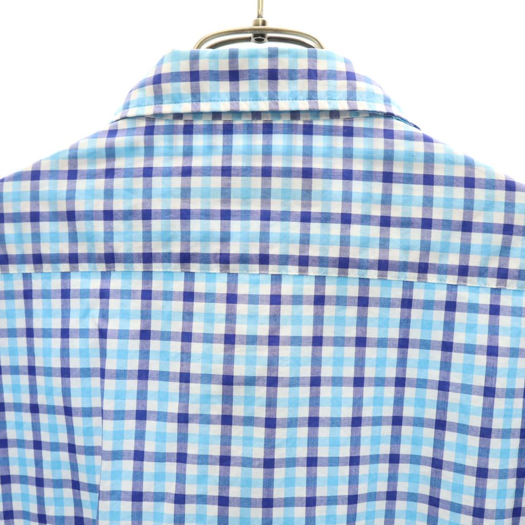 ETRO made in Italy Check Pattern Long sleeve Cotton shirt XL Blue Men's Used