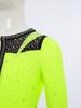 Girls Gymnastics Leotard Long Sleeve Keyhole Back Shiny Rhinestones Figure Skating Dancewear