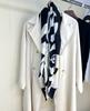 Black And White Camellia Silk Scarf Mulberry Silk Silk Satin Scarf Small Fragrant Style Large Square Scarf Sun Protection Shawl Women