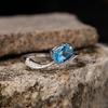 S925 Sterling Silver Natural Topaz Colored Treasure Ring Female Niche Special-Shaped Irregular Trend Design