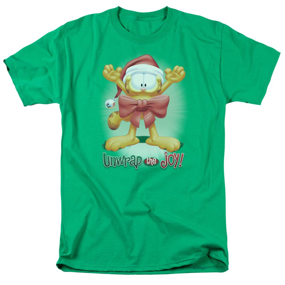 Garfield Unwrap The Joy! T Shirt Mens Licensed Christmas Comics Tee Kelly Green XXXXL