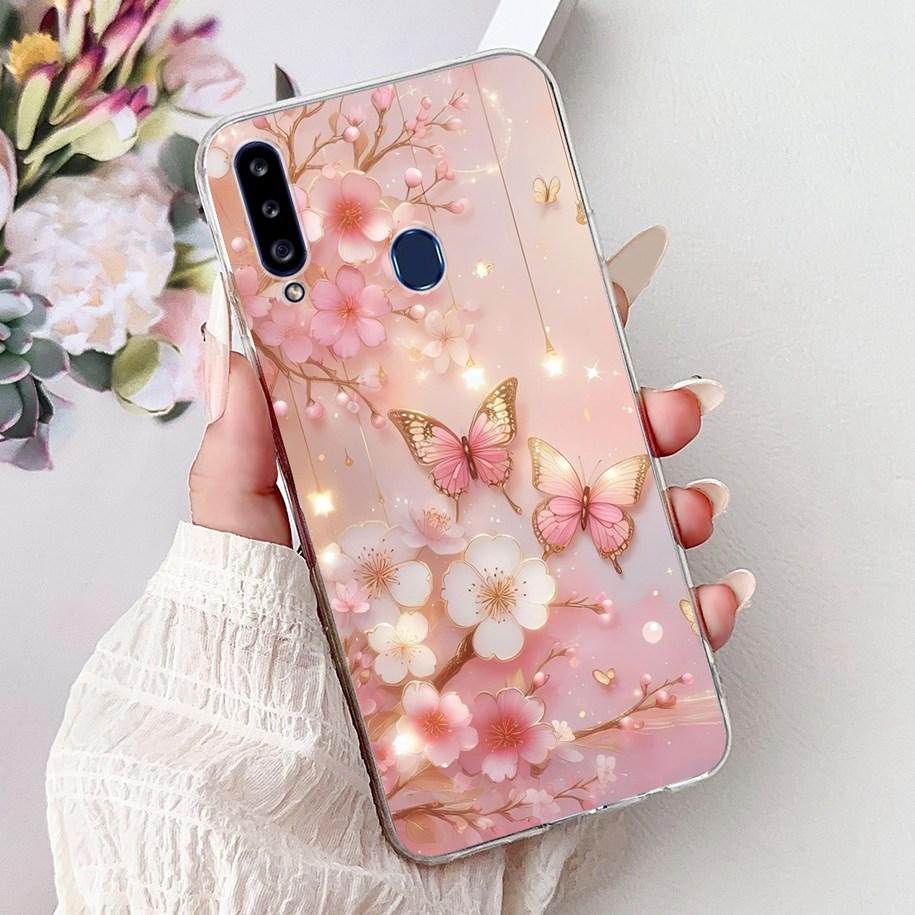Case For Samsung Galaxy A20 A20e A20s Cover Fashion Flower Butterfly Soft Silicone Clear Bumper For Samsung A30 A 30 A 20 Covers