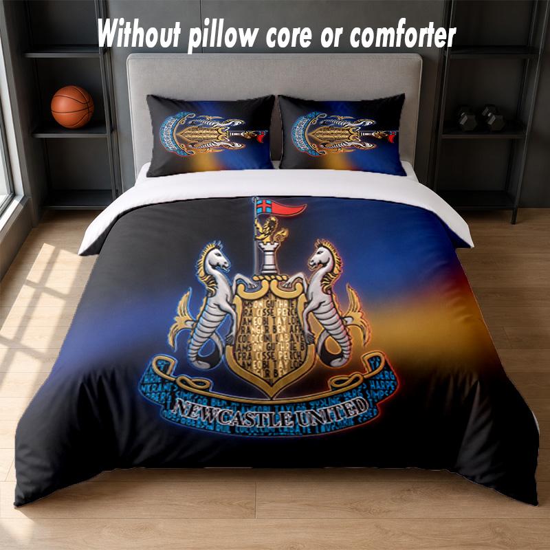 Set Biancheria da Letto Design Calcio Newcastle United 1 Copripiumino + 2 Federe Morbido Traspirante Biancheria da Letto per la Casa