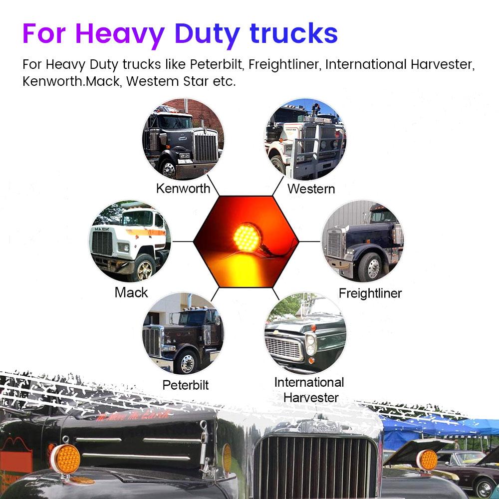 48LED Double Face Single Stud Mount Side Marker Reflective Sealed Light Marker Light Side Brake Light For Heavy-duty Trucks