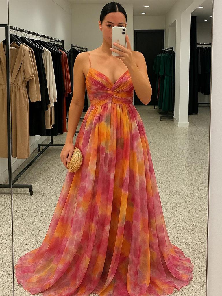 Cross2026 Europe Spring/Summer Mesh Print Spaghetti Strap Dress - INS Vacation Casual Party Style