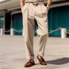 Men's Formal Wear Bottoms, Mid-waist Buttons, Straight-leg Plain Color, Comfortable Outdoor Daily Outing Business Suit Pants