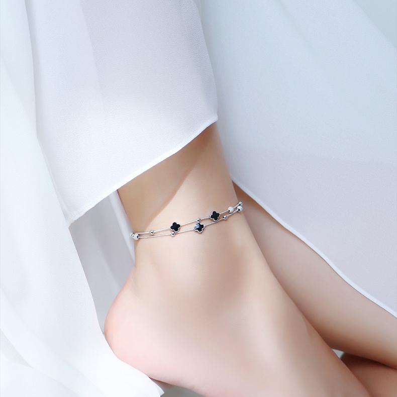 Four-Leaf Clover Anklet Female New Tide Sexy Senior Sense Of Foot Chain Tanabata Gift To Girlfriend