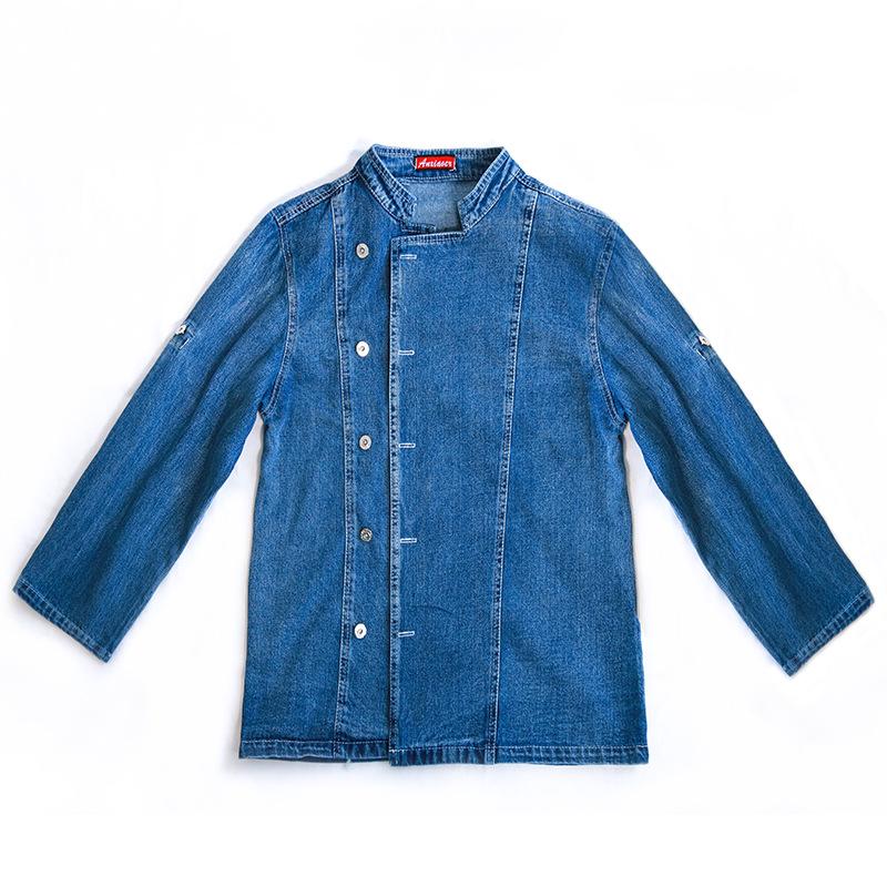 

Поварской комбинезон для западного ресторана, мужской, с коротким рукавом, для задней кухни, для выпечки, для кейтеринга, для гостиничного ресторана, с длинным рукавом, рабочая униформа, с коротким рукавом, летний M синий