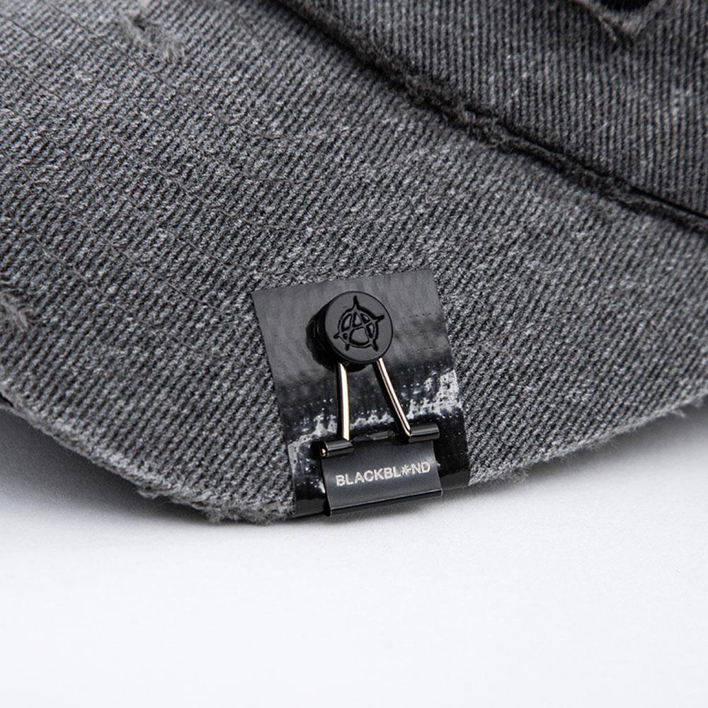 BLACKBLOND Vividi Cross Damage Custom Denim Cap (Dark Gray)