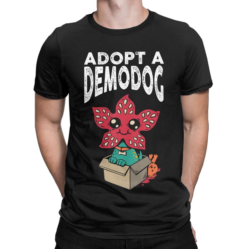Casual T Shirt Summer Adopt A Demodog Funny Dogs Lovers Novelty T Shirts  Cotton Tee Shirt for Mens Y2K Basic Short Sleeve Tops