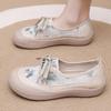 Fashion Spring and Autumn Women Flat Cloth Shoes Lace-up Round Toe Casual Shoes Comfortable and Breathable Outdoor Non-slip Sneakers