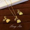 Meier Vintage chic diamond quilted heart bag key pendant necklace - vintage style openable clavicle chain