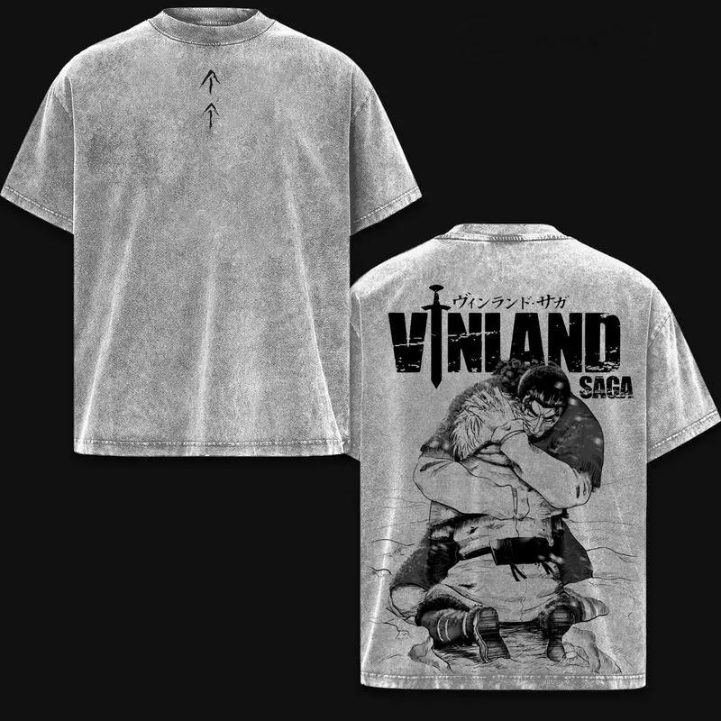

Футболка з принтом Торфінна Карлсефні Аніме VINLAND SAGA Одяг Чоловіки Жінки Ретро Прані Футболки Повсякденна Футболка Харадзюку Бавовняна Футболка XXL сірий колір
