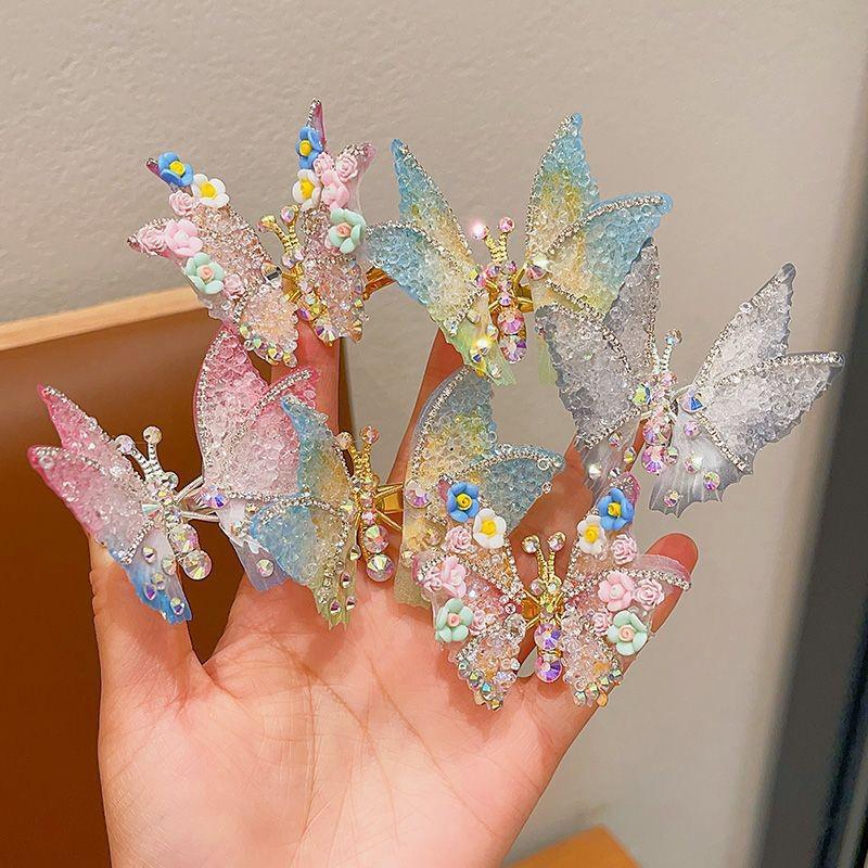 Movable Rhinestone Butterfly Hair Clip for Women and Children – Sweet & Cute Accessory
