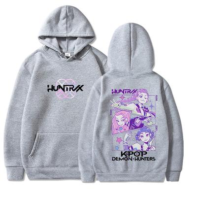 Men's Hooded Sweatshirt Kpop Demon Hunters Graphic Pullover Hoodie Street Fashion Sweatshirt Training Hoodie Warm Style