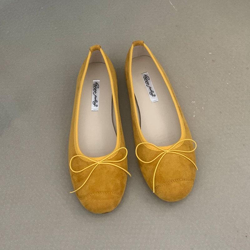 Mode Schuhe Runde Zehen Luxus Damen Ballerinas Tanzschuhe Damen Slipper Mode Schmetterlingsknoten Flache Damen Schuhe