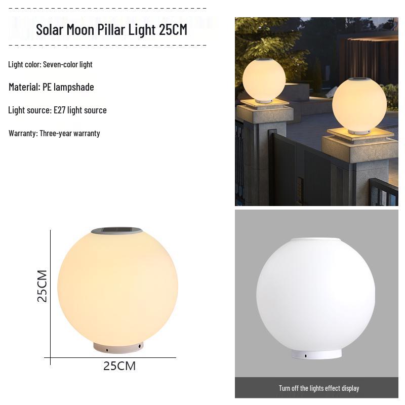 Wasserdichte Solar-Gartenpfostenleuchten - Runde Kugel für Außenpfosten und Zäune