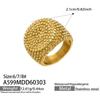 18k Gold-Plated Stainless Steel Square Ring: Trendy, Wide Band with Granular Texture