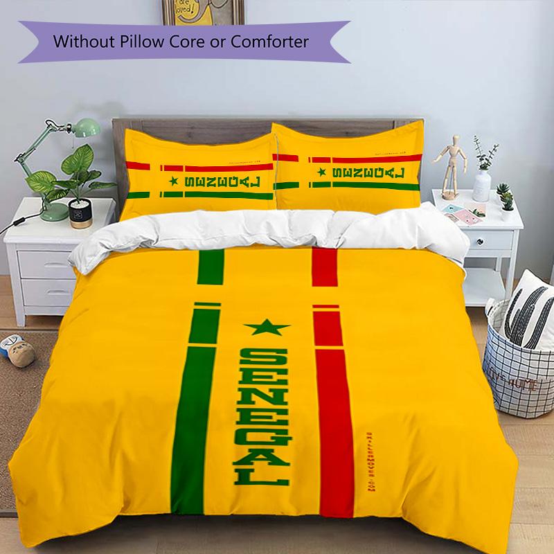 Senegal 3pcs Bedding Set Duvet Cover Closure Includes 1 Duvet Cover & 2 Pillowcases for All Seasons Bedroom Home Dorm Decor