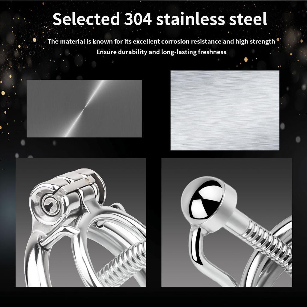 Men's Stainless Steel Chastity Lock Metal CB Penis Cage Penis Ring Catheterization Plugging Urethra Sex Toy