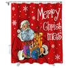 Christmas Shower Curtain Funny Santa Claus Shower Curtain Retro Xmas Holiday Washable Bathroom Decor Bath Curtain With Hooks