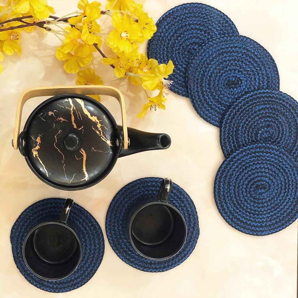 Polypropylene Round Coaster Set (6 PCS Set) Machine Washable Absorbent Size: 5 inch Diameter