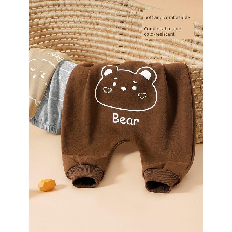 Baby Big Butt Pants, Autumn and Winter Fleece-Lined Pants for Boys and Girls, Autumn and Winter Long Pants, Casual Pants, Children's Pants Pp
