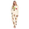Christmas Print Neck Top and Jogger Pants Set Casual Two Piece Outfit for Holiday Loungewear