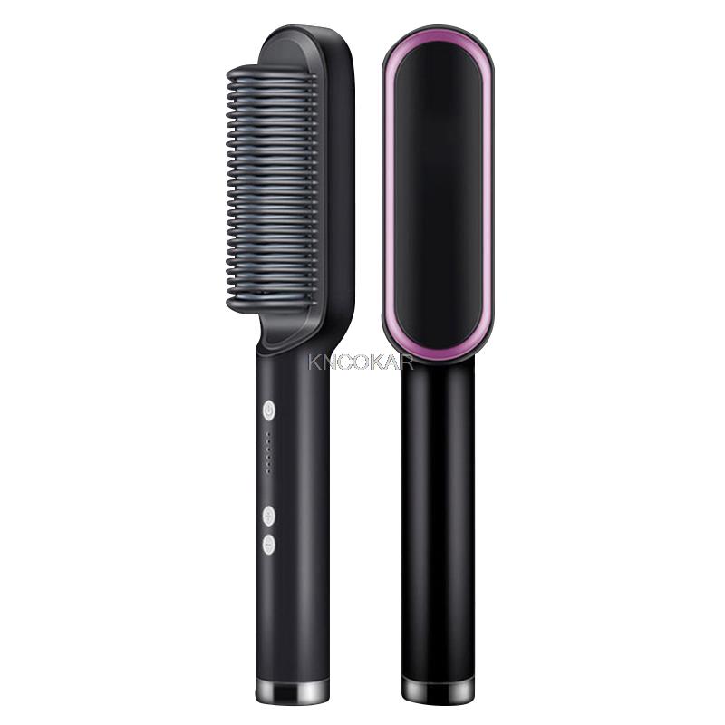 Straightening Heating Combs Hair Straightener Tourmaline Ceramic Hair Curler Brush Hair Comb Straighteners Curling Hair Iron Men AU чёрный