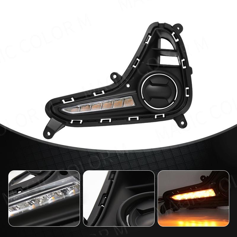 For Hyundai Grand I10 2017 2018 2019 DRL Daytime Running Light LED Fog Lamp Turn Signal Yellow White Waterproof