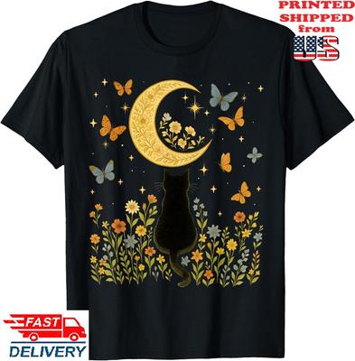 Aesthetic Black Cat Flower Halloween Cottagecore T-Shirt, Unisex Tee Unisex T-Shirt
