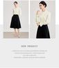 Nanyou Hofstil Tencel-Hemd: Damen Elegantes Krepp-Gefühl, Holzohr-Rand, Stehkragen, Frühlings-Oberteil